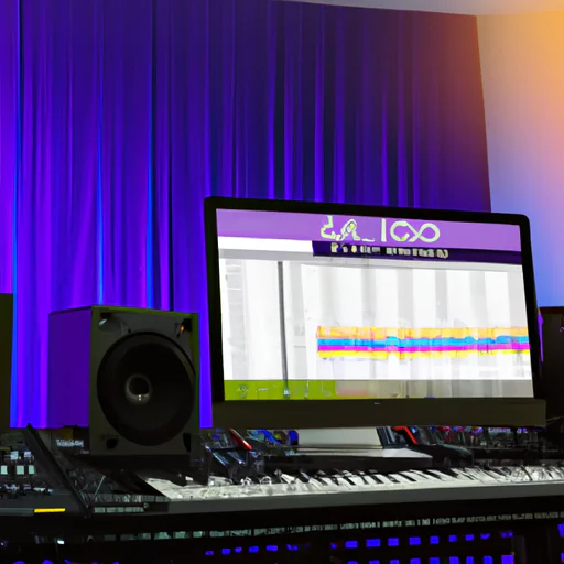אולפן הקלטות מקצועי עם תוכנת Pro Tools המוצגת על מסך גדול